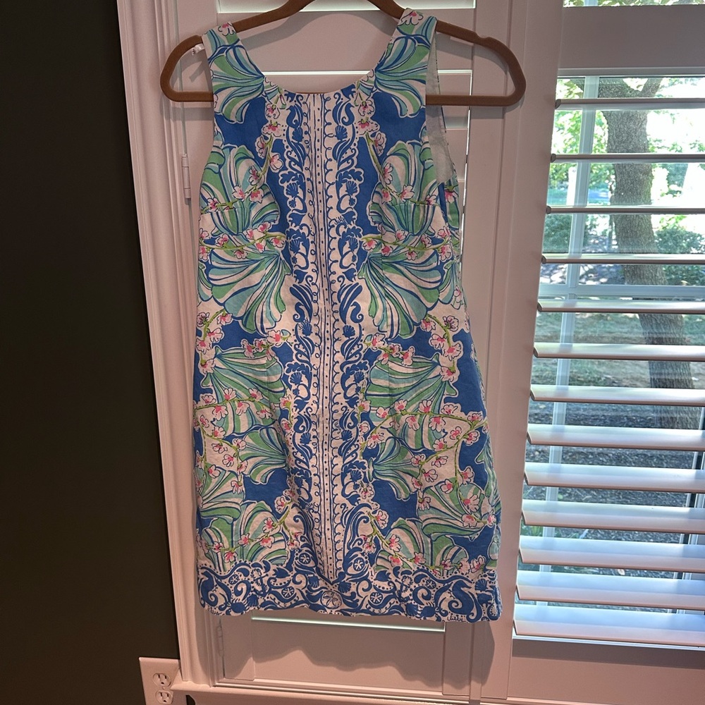 Lilly Pulitzer Blue and Green Patterned Mini Dress